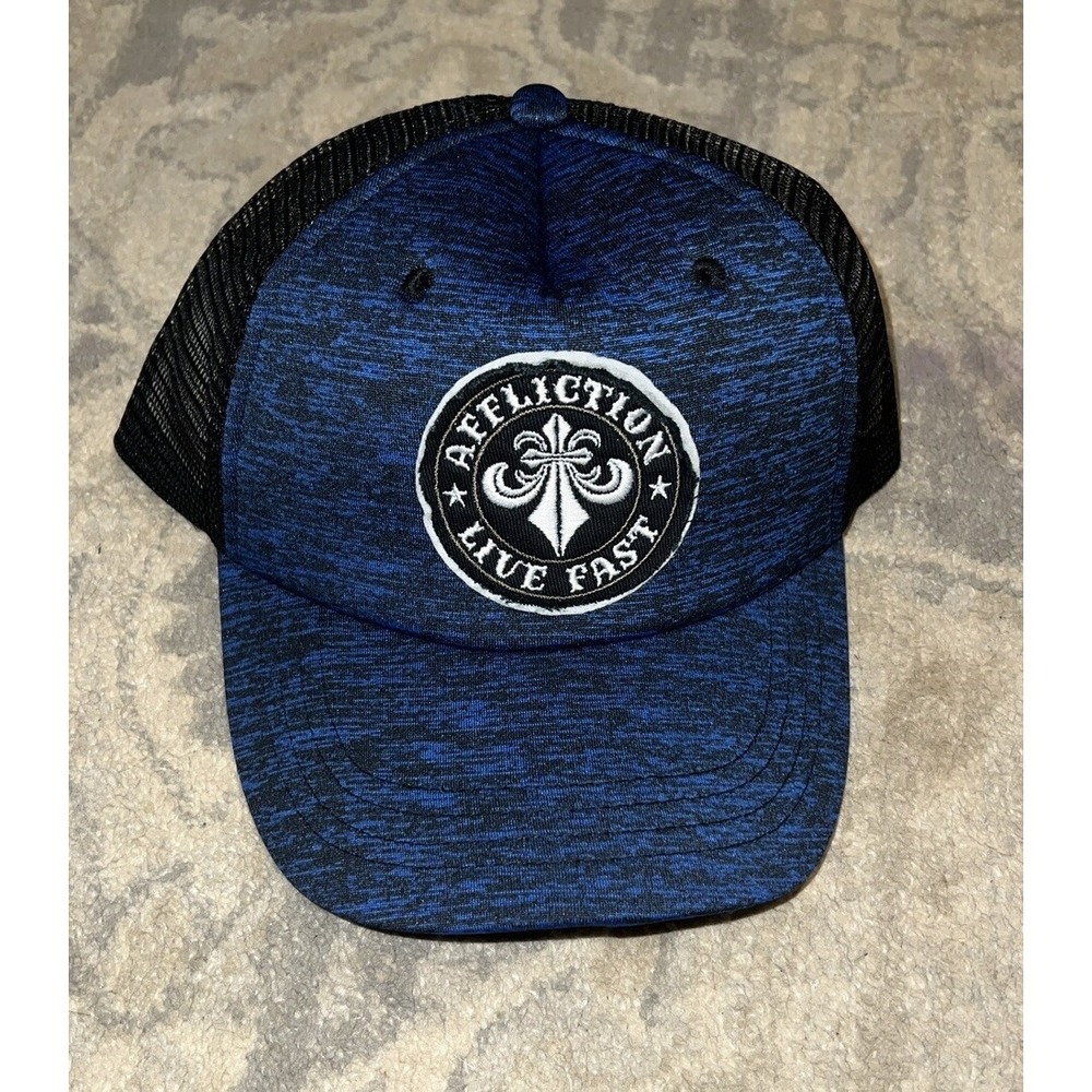 New Affliction Men's Adjustable Snap Back Baseball‎ Hat Blue Black